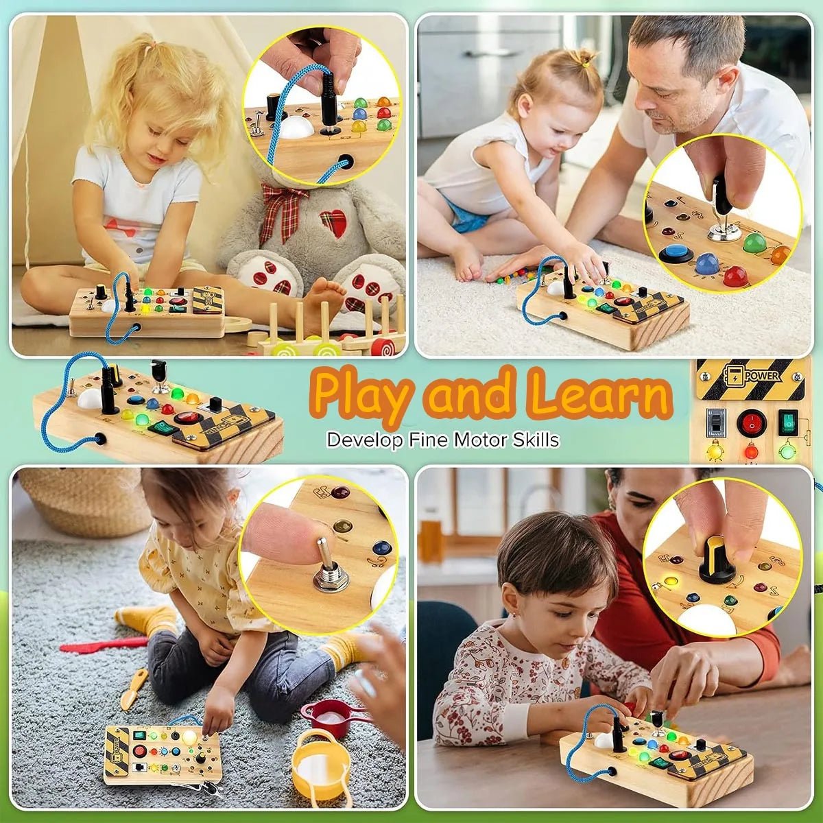 Montessori Busy Board | Wooden Sensory Toys With Lights, Fidget Toy - VarietyGifts