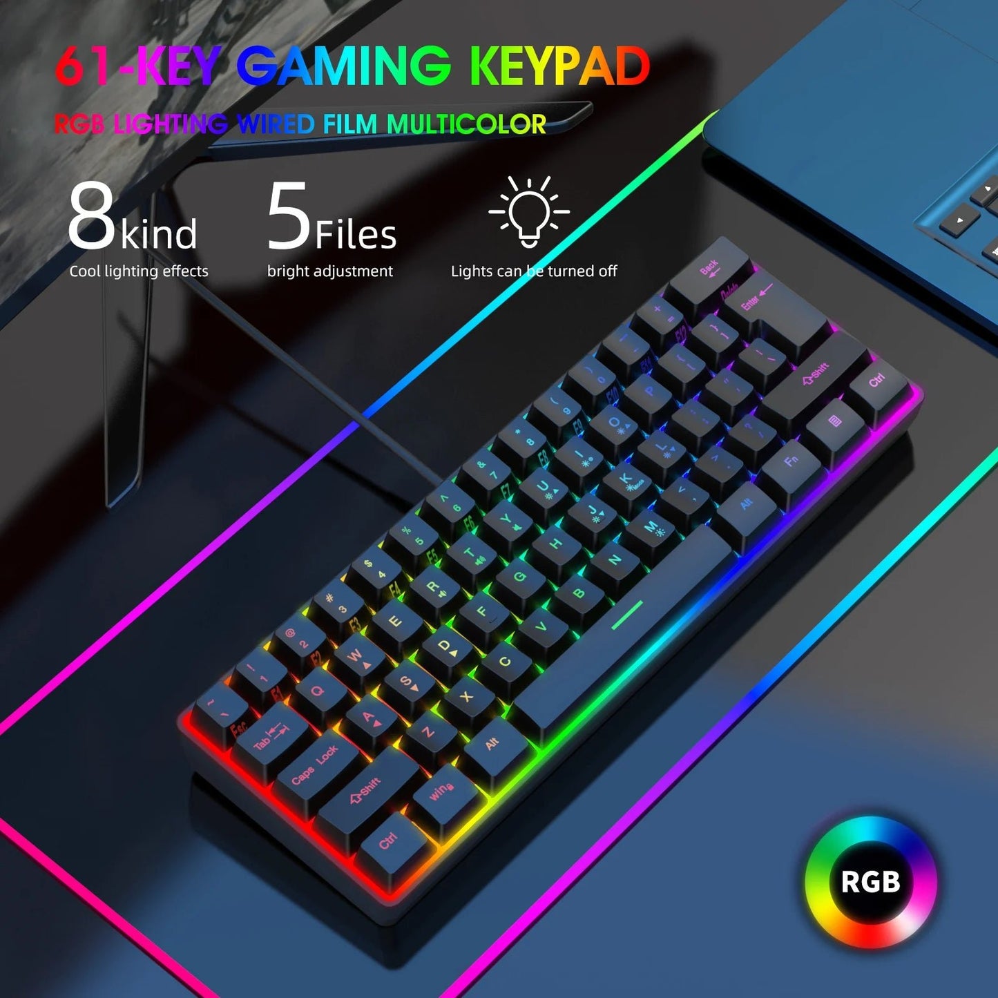 Multicolour Wired Gaming Keyboard | RGB Backlit Keyboard, Mechanical - VarietyGifts