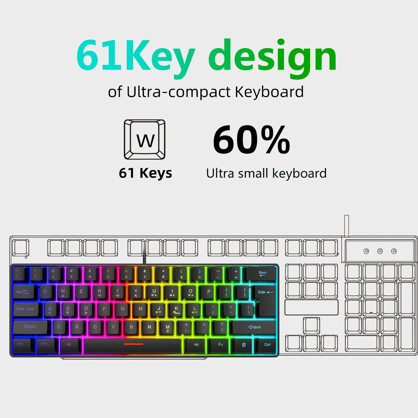 Multicolour Wired Gaming Keyboard | RGB Backlit Keyboard, Mechanical - VarietyGifts