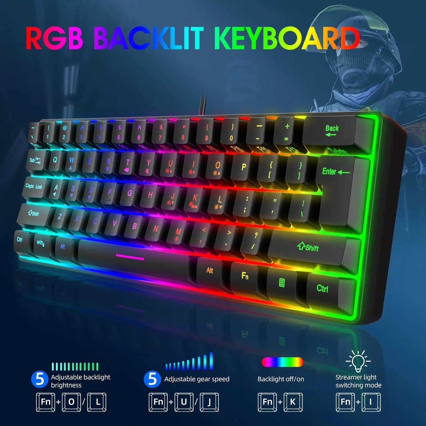 Multicolour Wired Gaming Keyboard | RGB Backlit Keyboard, Mechanical - VarietyGifts