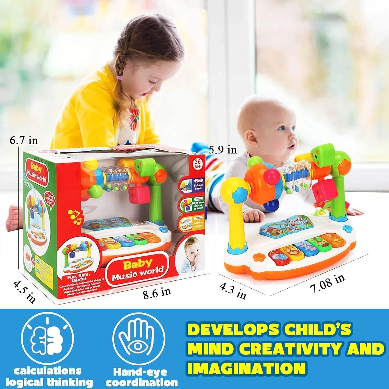 Musical Piano Toy | Keyboard With Light & Sound, For Babies & Toddlers - VarietyGifts