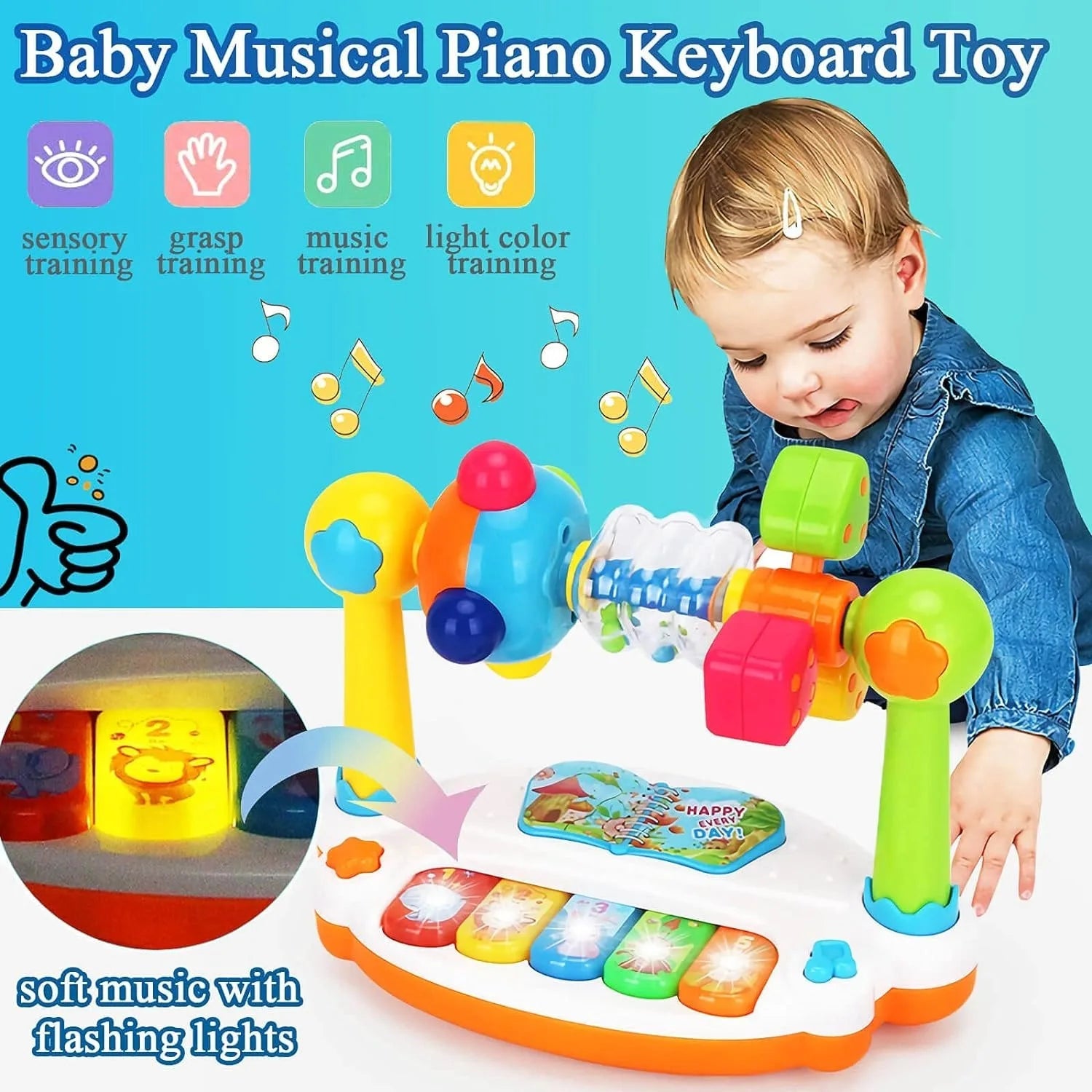 Musical Piano Toy | Keyboard With Light & Sound, For Babies & Toddlers - VarietyGifts