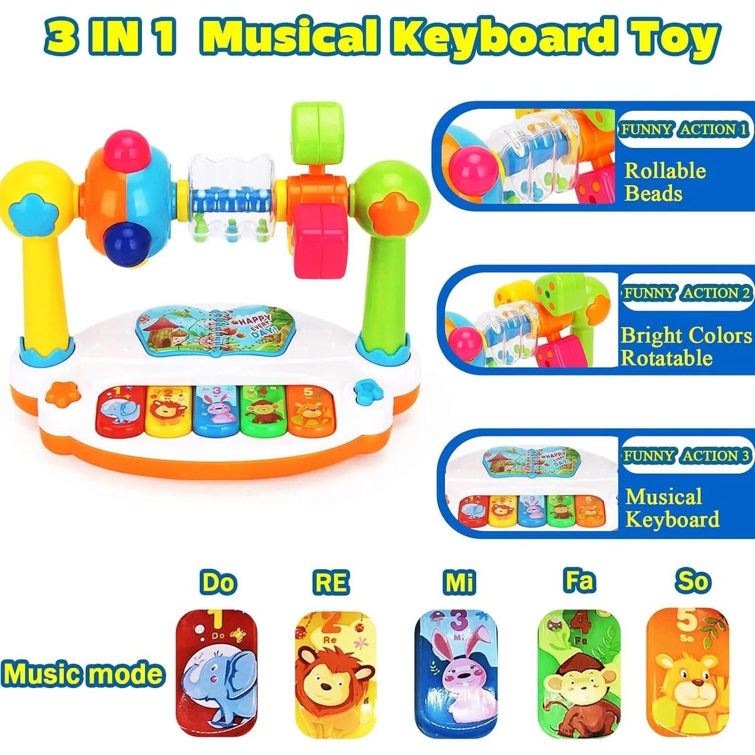 Musical Piano Toy | Keyboard With Light & Sound, For Babies & Toddlers - VarietyGifts