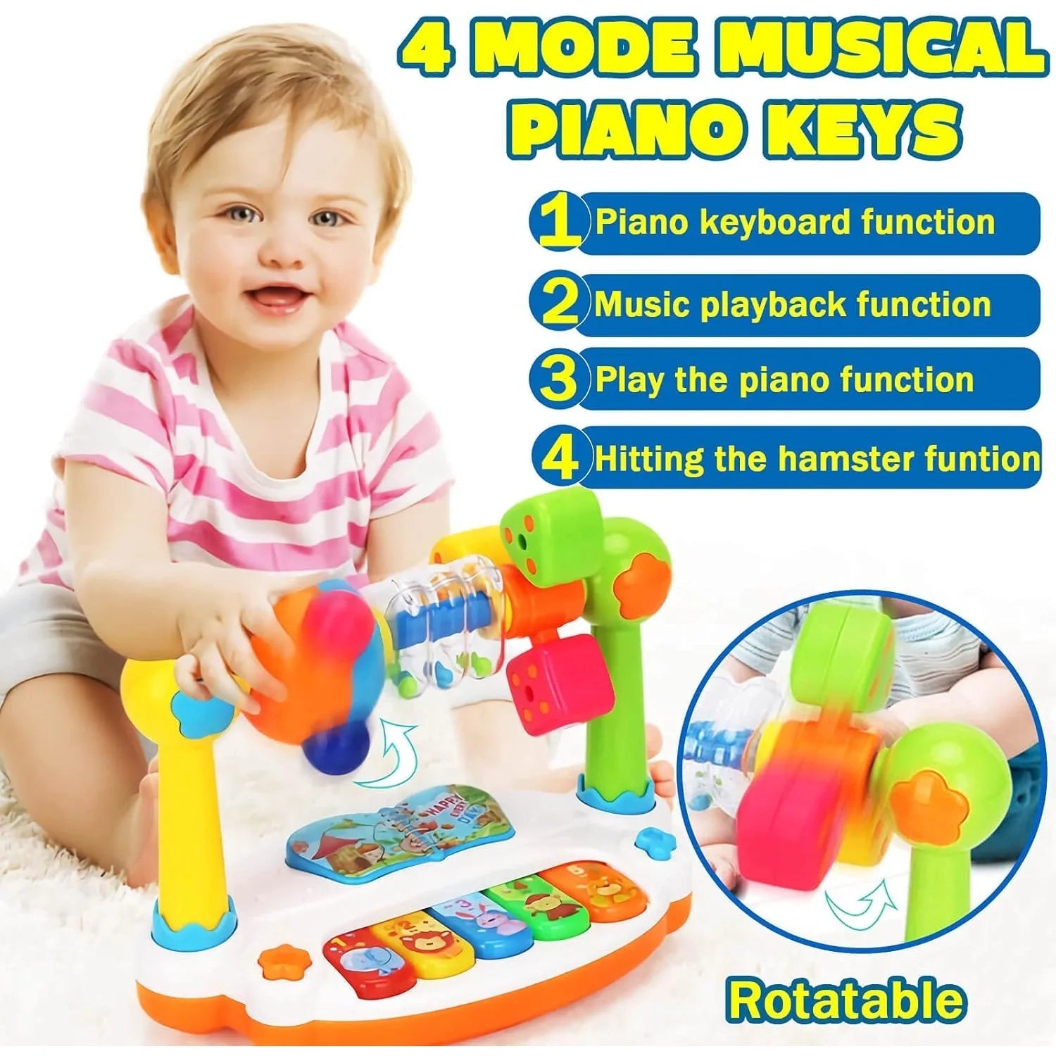 Musical Piano Toy | Keyboard With Light & Sound, For Babies & Toddlers - VarietyGifts