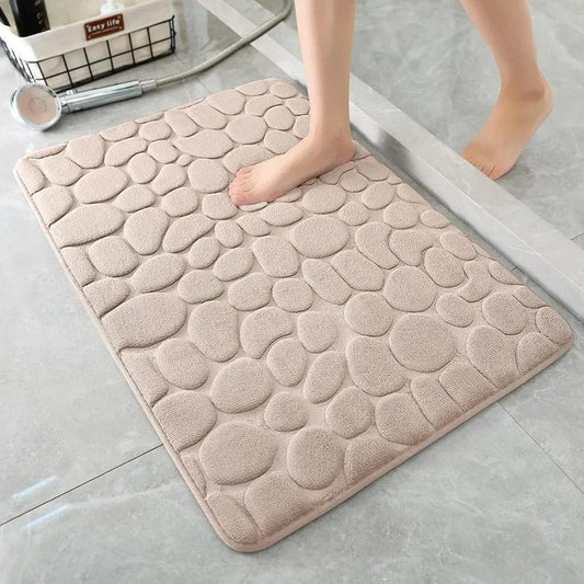 Non - Slip Bathroom Cobblestone Mat | Bathroom Floor Rug, Memory Foam - VarietyGifts
