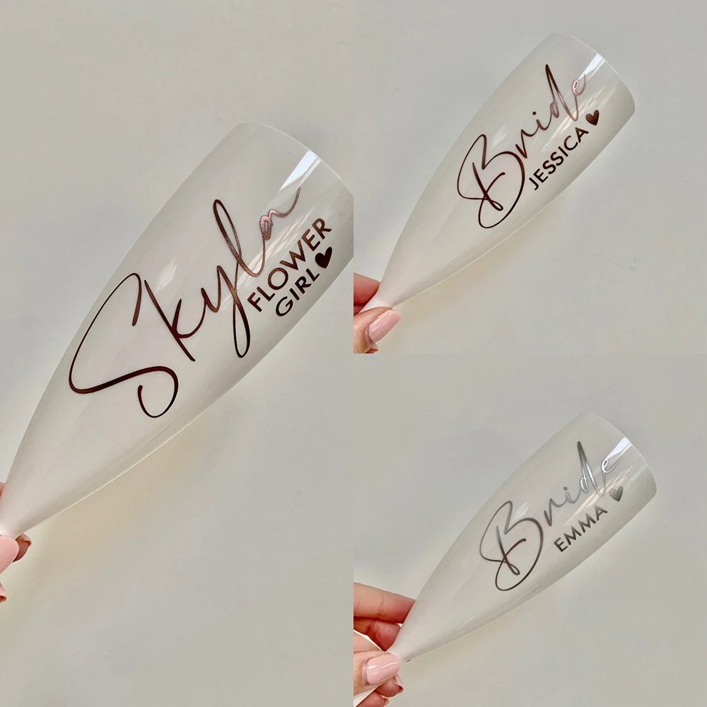 Custom Wine Glasses | Personalised Writing / Name Champagne Glasses - VarietyGifts