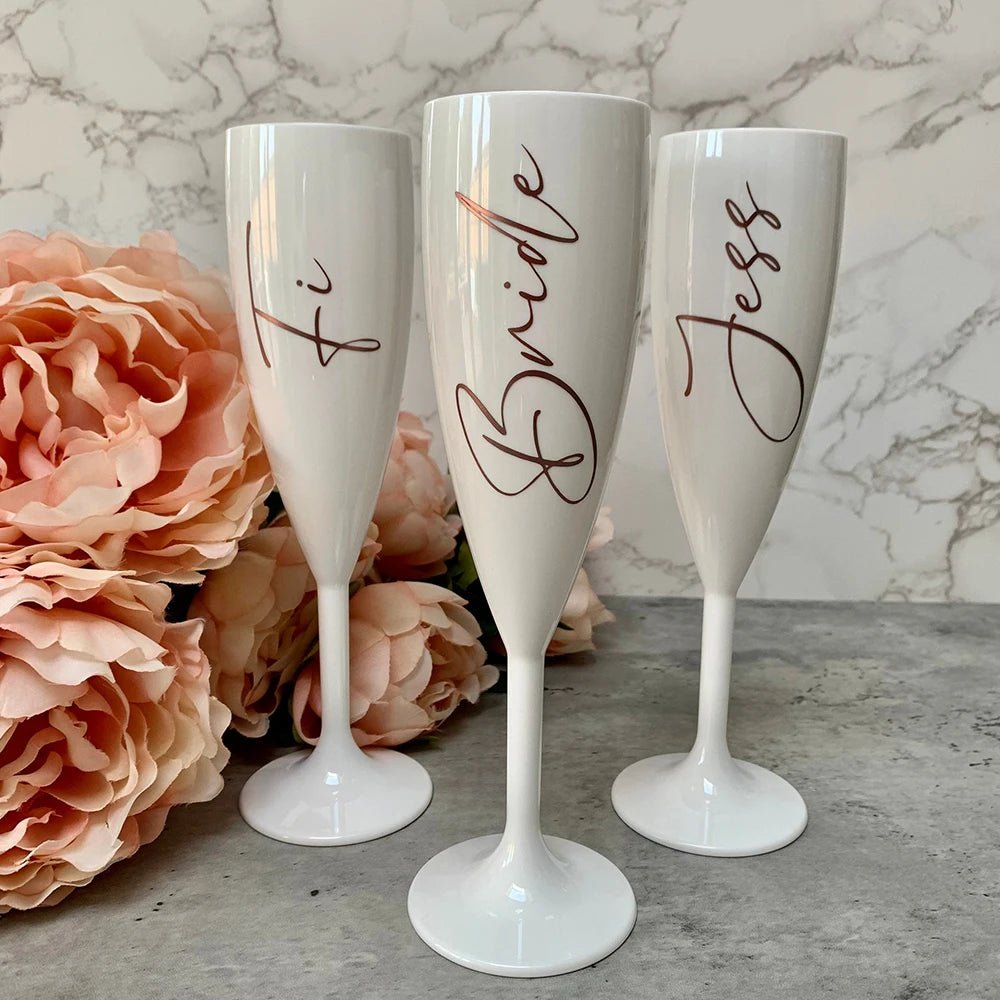 Custom Wine Glasses | Personalised Writing / Name Champagne Glasses - VarietyGifts