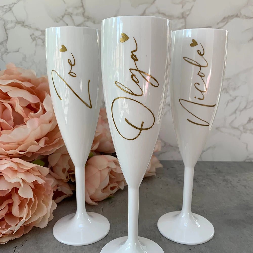 Custom Wine Glasses | Personalised Writing / Name Champagne Glasses - VarietyGifts