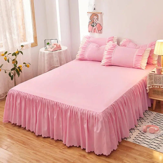Plain Dyed Bed Skirt | Elastic Solid Colour Bed Sheet, Stylish Bedding - VarietyGifts