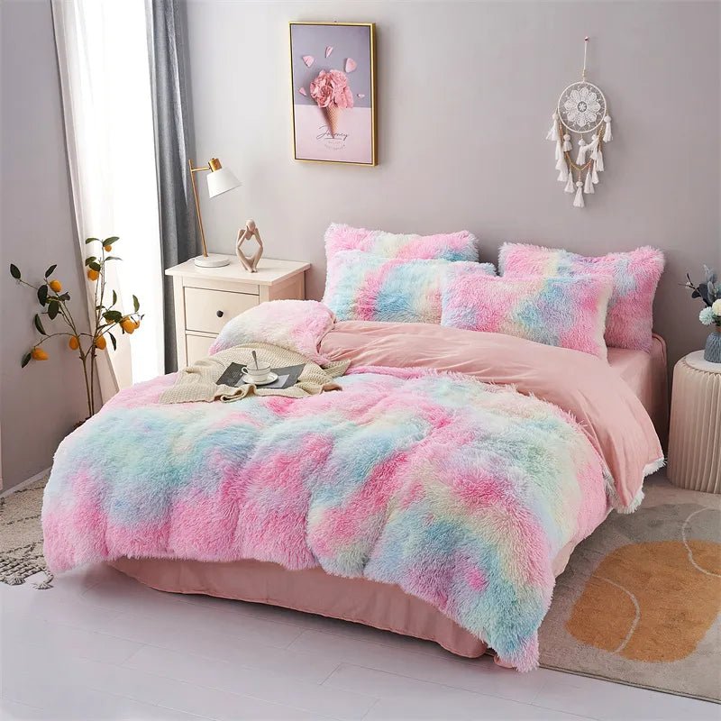 Plush Duvet Cover & Pillowcase | Warm And Cozy Bedding, Fluffy Three - Piece Set - VarietyGifts