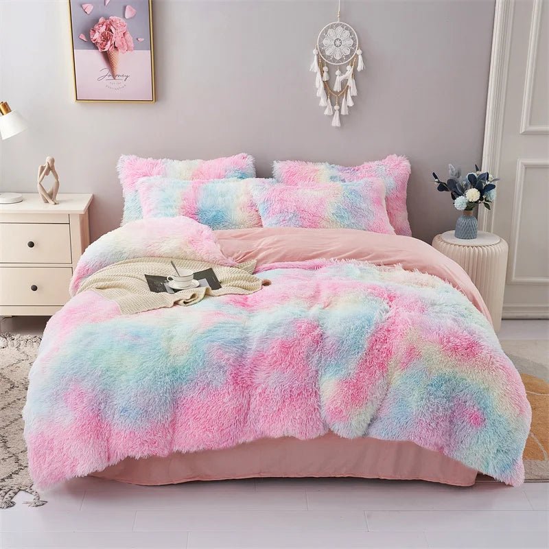 Plush Duvet Cover & Pillowcase | Warm And Cozy Bedding, Fluffy Three - Piece Set - VarietyGifts
