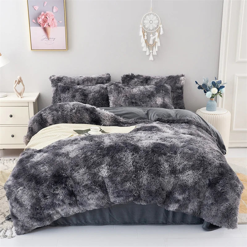 Plush Duvet Cover & Pillowcase | Warm And Cozy Bedding, Fluffy Three - Piece Set - VarietyGifts