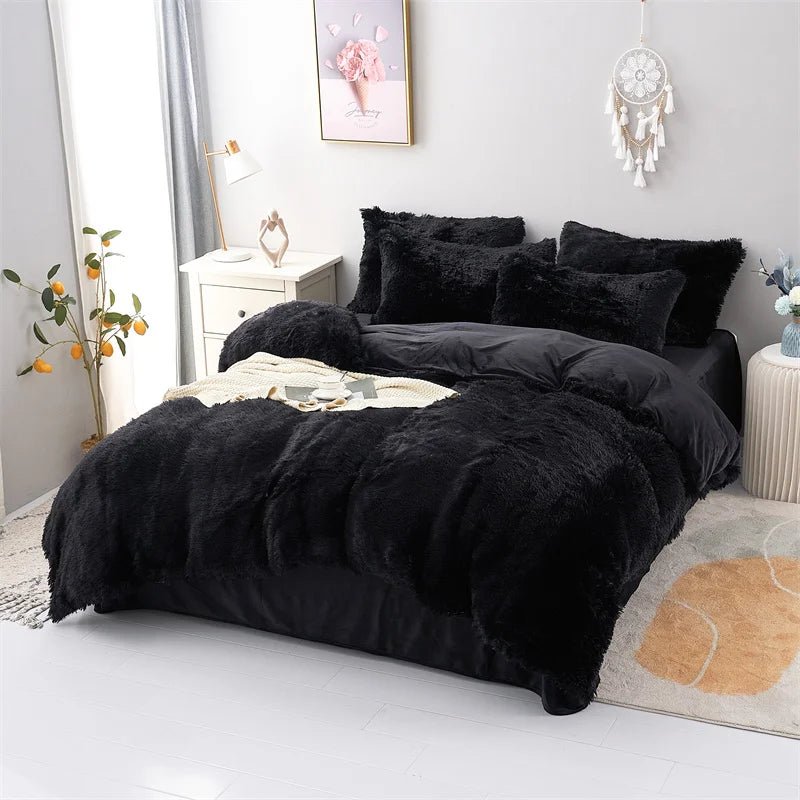 Plush Duvet Cover & Pillowcase | Warm And Cozy Bedding, Fluffy Three - Piece Set - VarietyGifts