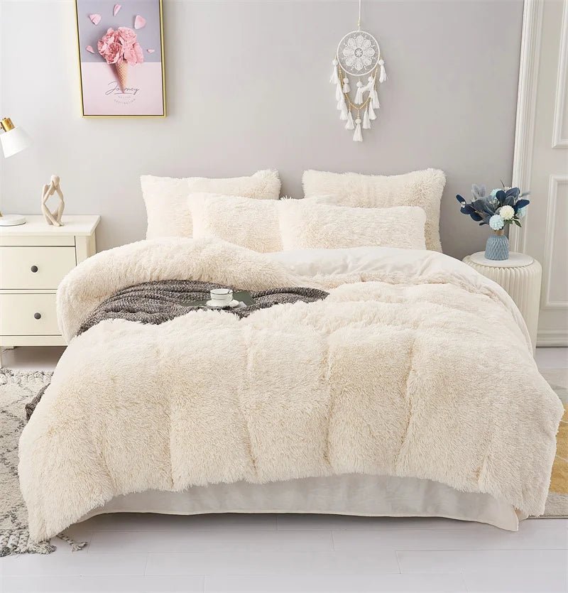 Plush Duvet Cover & Pillowcase | Warm And Cozy Bedding, Fluffy Three - Piece Set - VarietyGifts