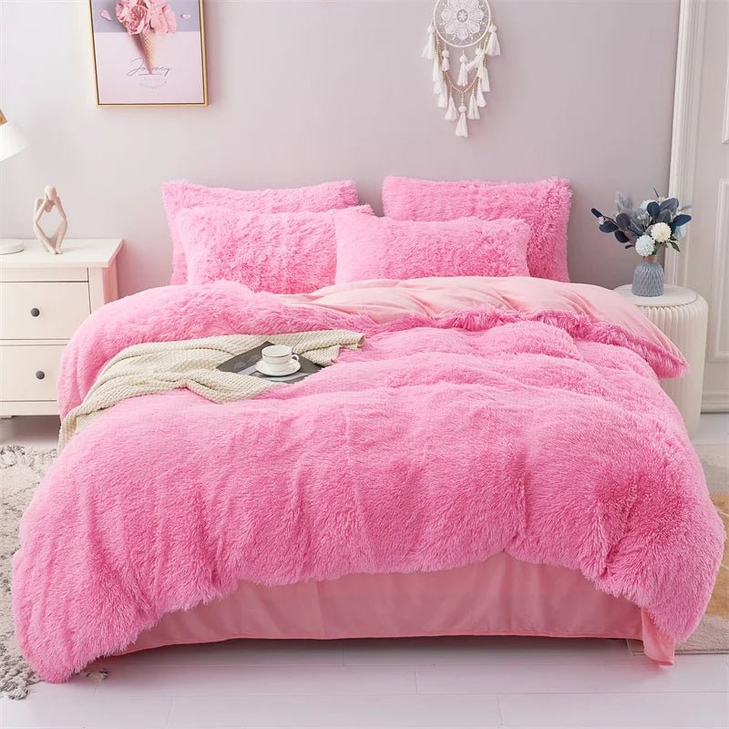 Plush Duvet Cover & Pillowcase | Warm And Cozy Bedding, Fluffy Three - Piece Set - VarietyGifts