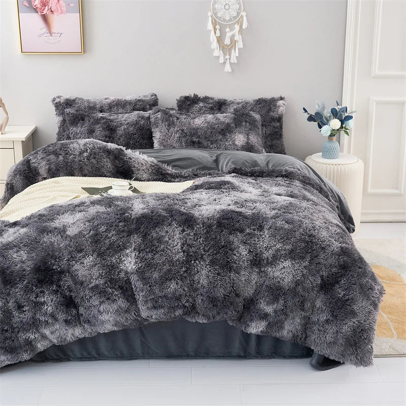 Plush Duvet Cover & Pillowcase | Warm And Cozy Bedding, Fluffy Three - Piece Set - VarietyGifts