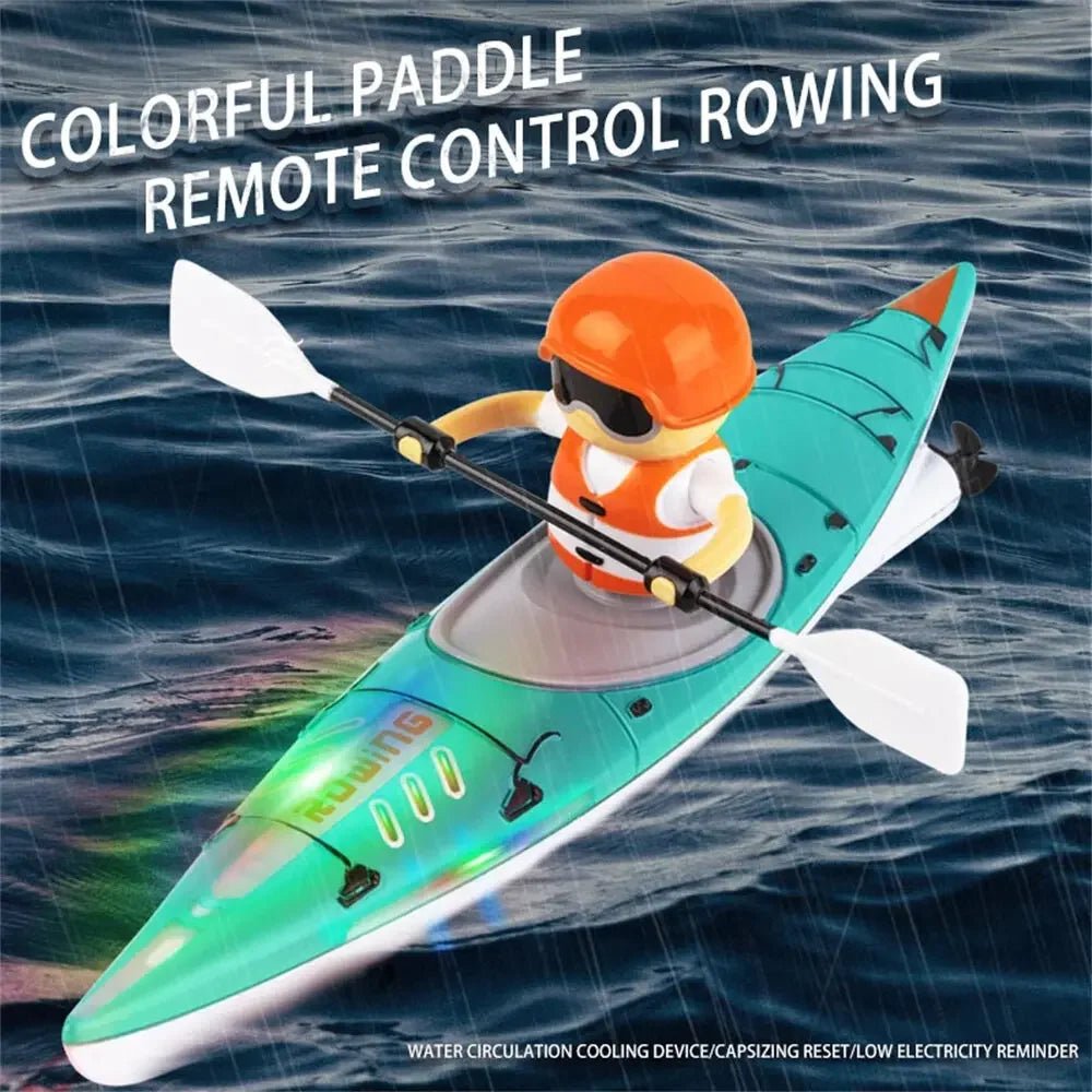 Remote Control Boat Toy | Waterproof Paddle Rowing RC With LED Lights - VarietyGifts