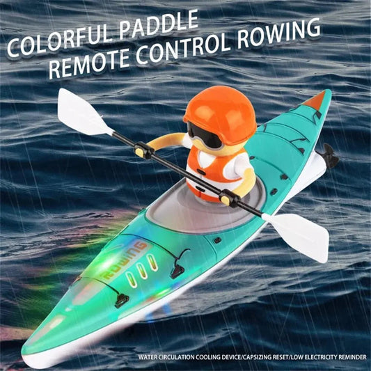 Remote Control Boat Toy | Waterproof Paddle Rowing RC With LED Lights - VarietyGifts