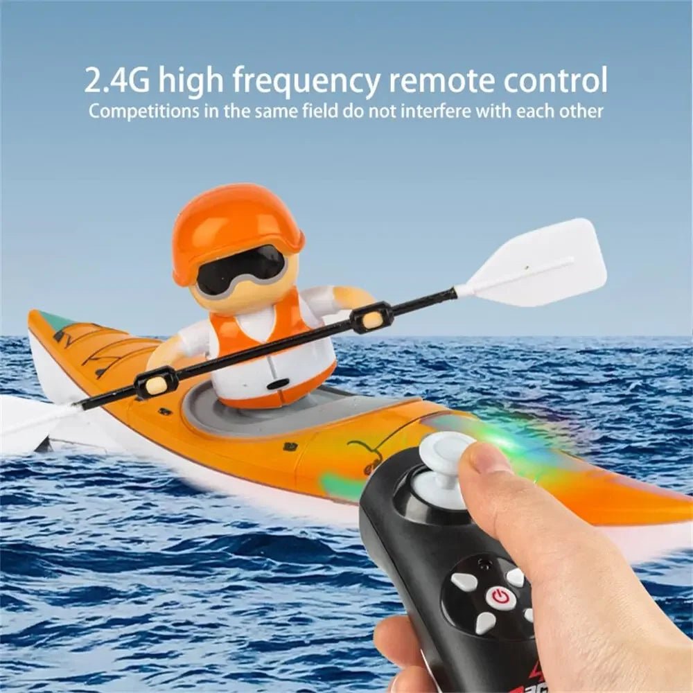 Remote Control Boat Toy | Waterproof Paddle Rowing RC With LED Lights - VarietyGifts