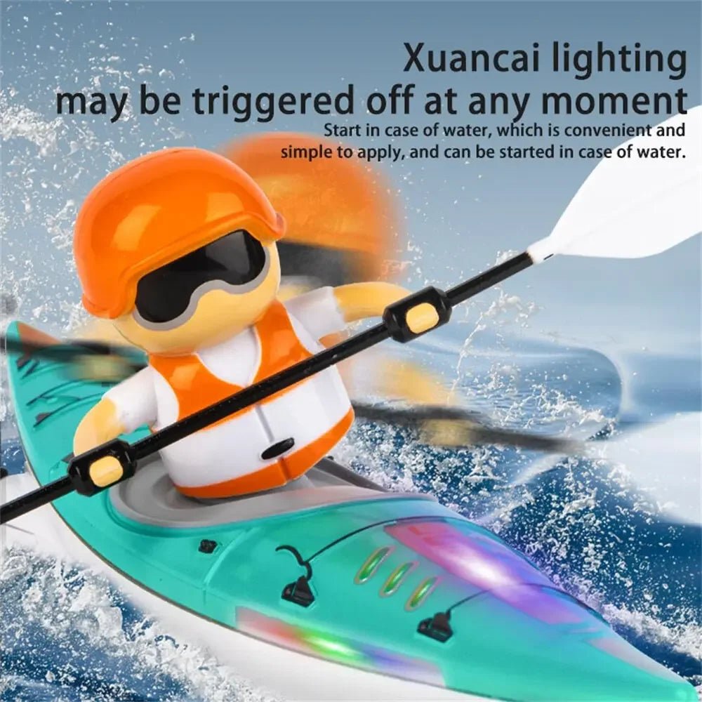 Remote Control Boat Toy | Waterproof Paddle Rowing RC With LED Lights - VarietyGifts