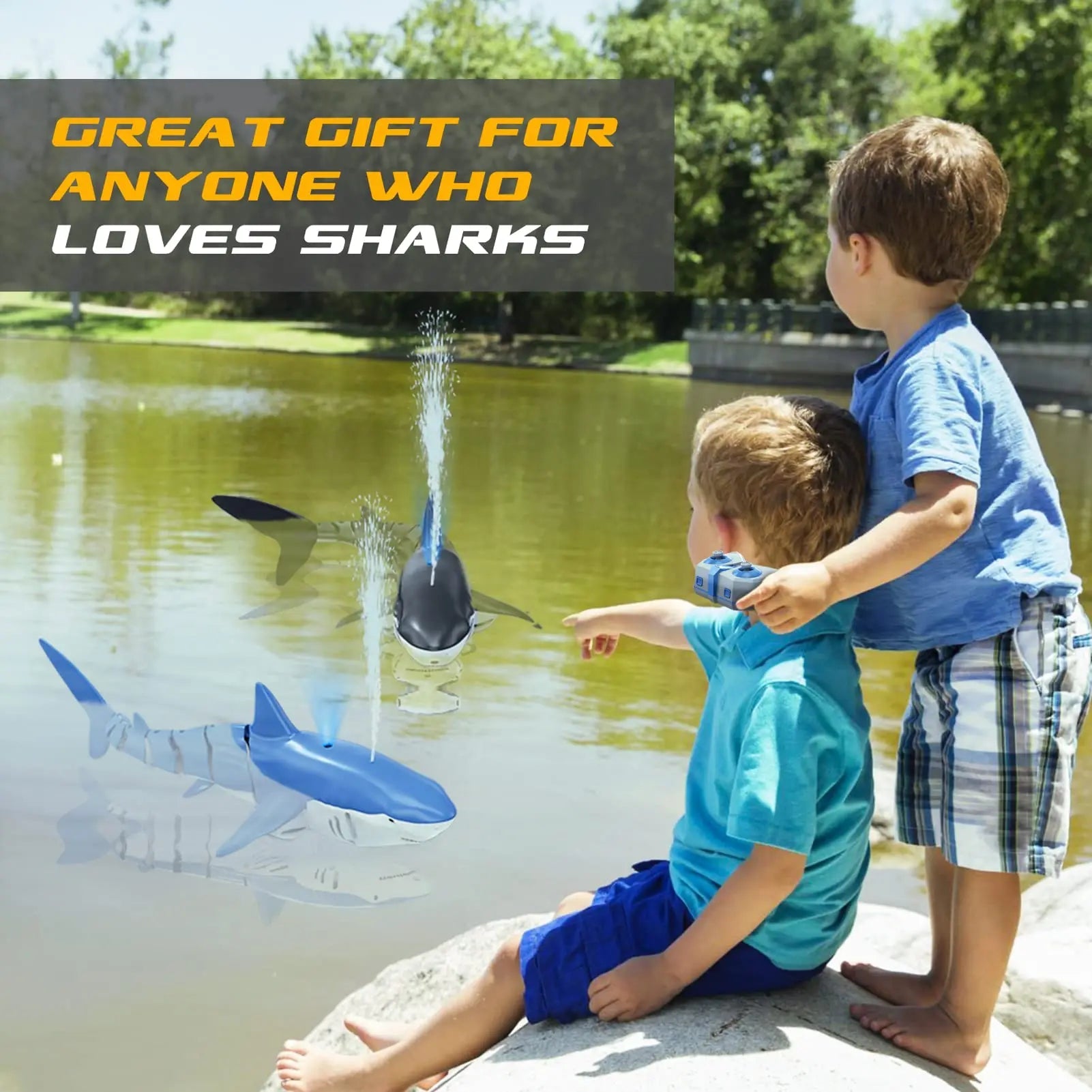 Remote Control Shark | Sprays Water, RC Remote Controlled Toys - VarietyGifts