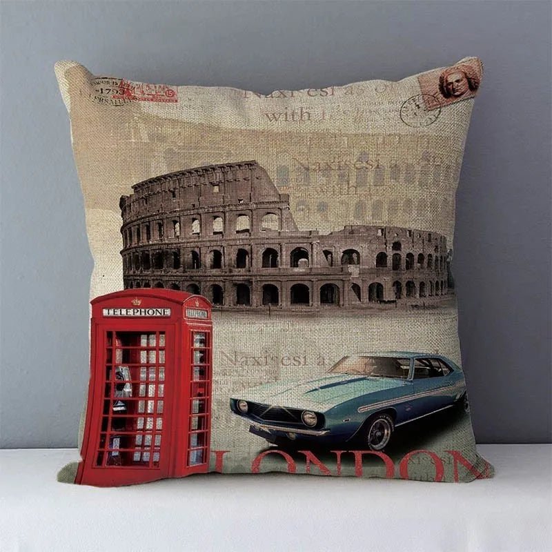 Retro London Cushion Covers | 45x45cm Cushion Covers, Decorative - VarietyGifts