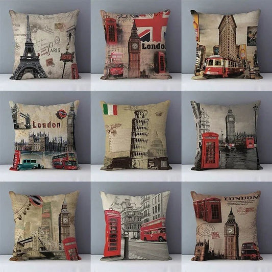Retro London Cushion Covers | 45x45cm Cushion Covers, Decorative - VarietyGifts