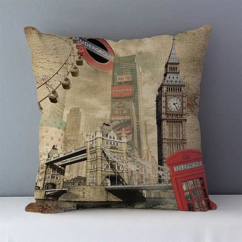 Retro London Cushion Covers | 45x45cm Cushion Covers, Decorative - VarietyGifts