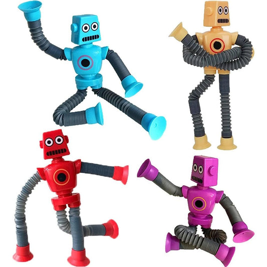 Robot Figure Pop Tubes 4pc | Flexible Fidget Toys, Sensory Toys - VarietyGifts