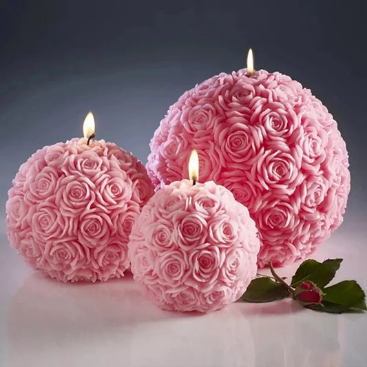 Rose Flower Ball Fragrance Candle | Pink Warm And Cozy Candle - VarietyGifts