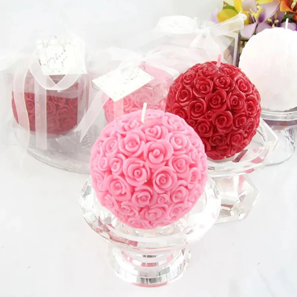 Rose Flower Ball Fragrance Candle | Pink Warm And Cozy Candle - VarietyGifts