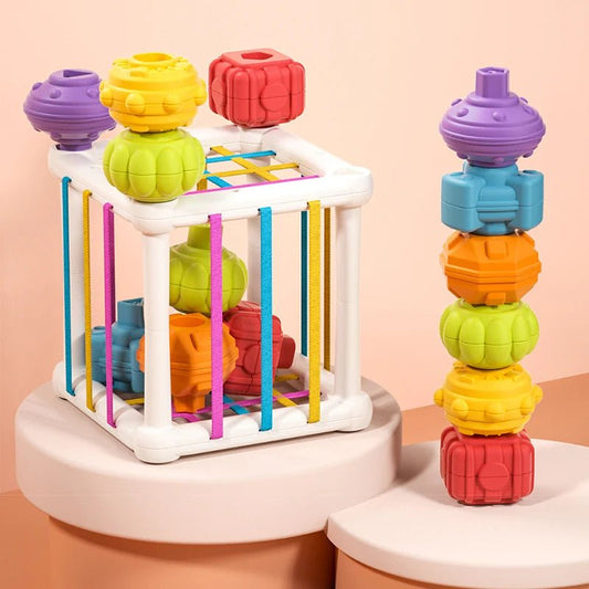 Sensory Bin Shape Sorter | Colourful Cube Sorting Educational Game - VarietyGifts