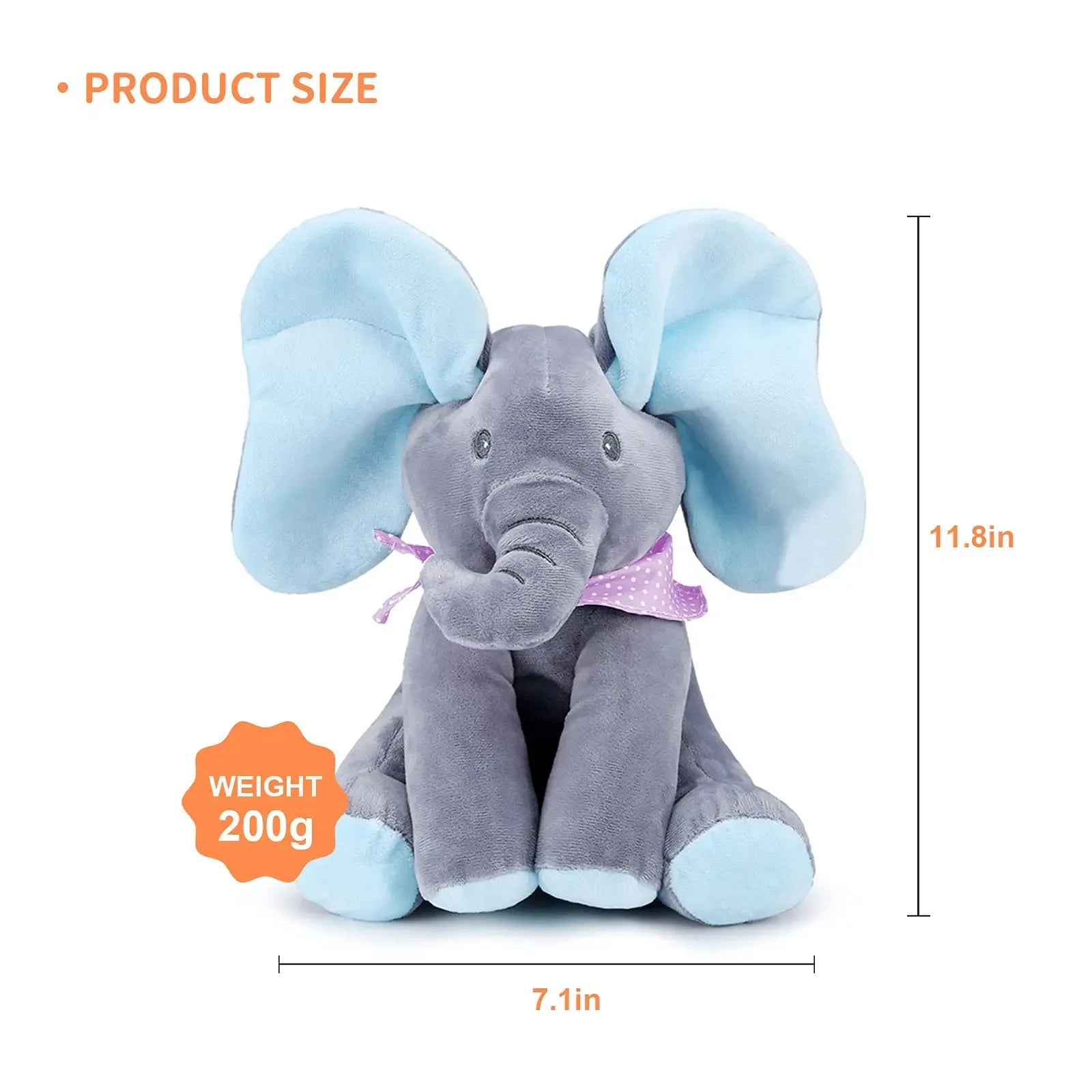 Singing Elephant Plush | Floppy Ear Elephant Peek A Boo, Childrens Toy - VarietyGifts