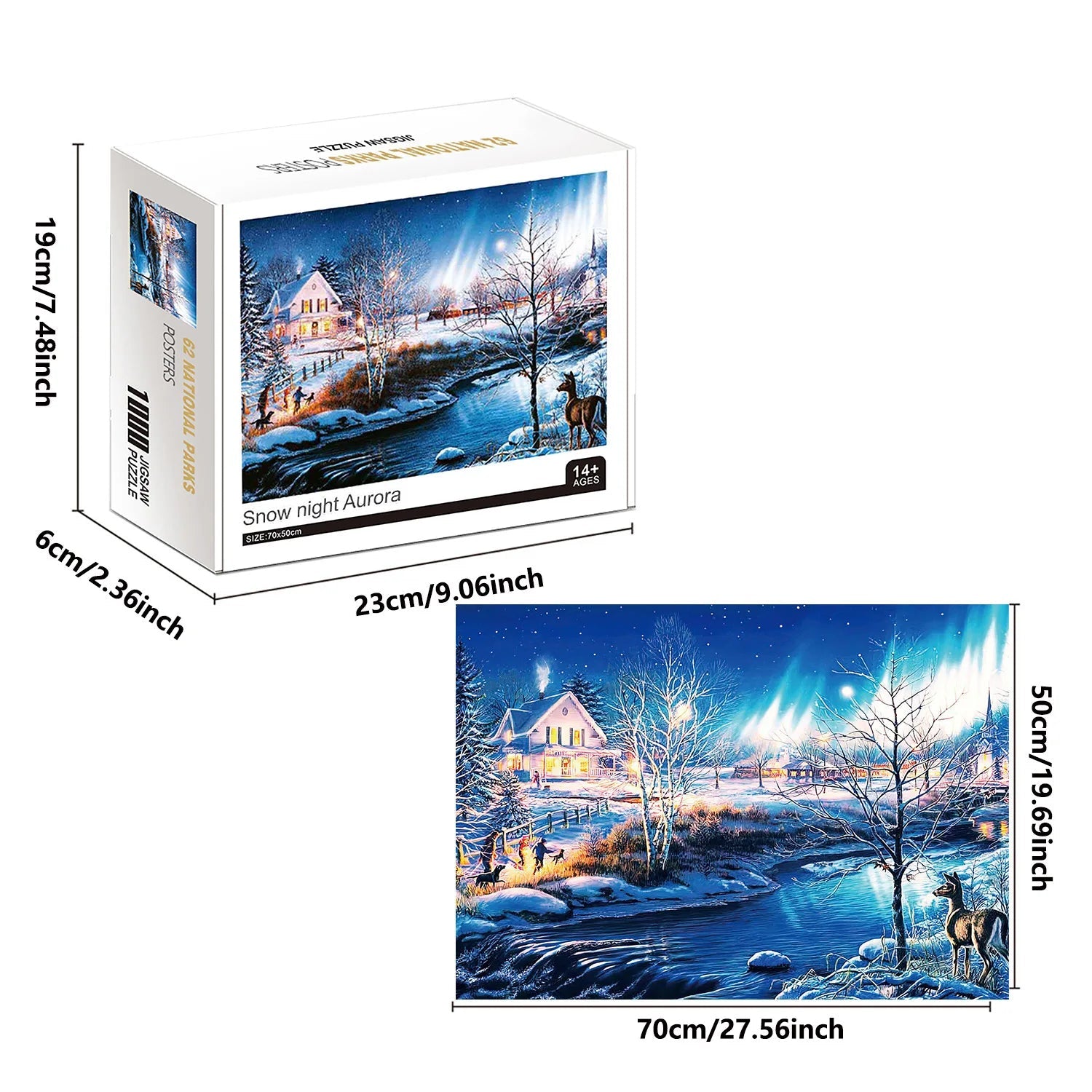 Snowy Night Aurora Jigsaw Puzzle 1000pc | Fun Puzzle For Adults & Kids - VarietyGifts