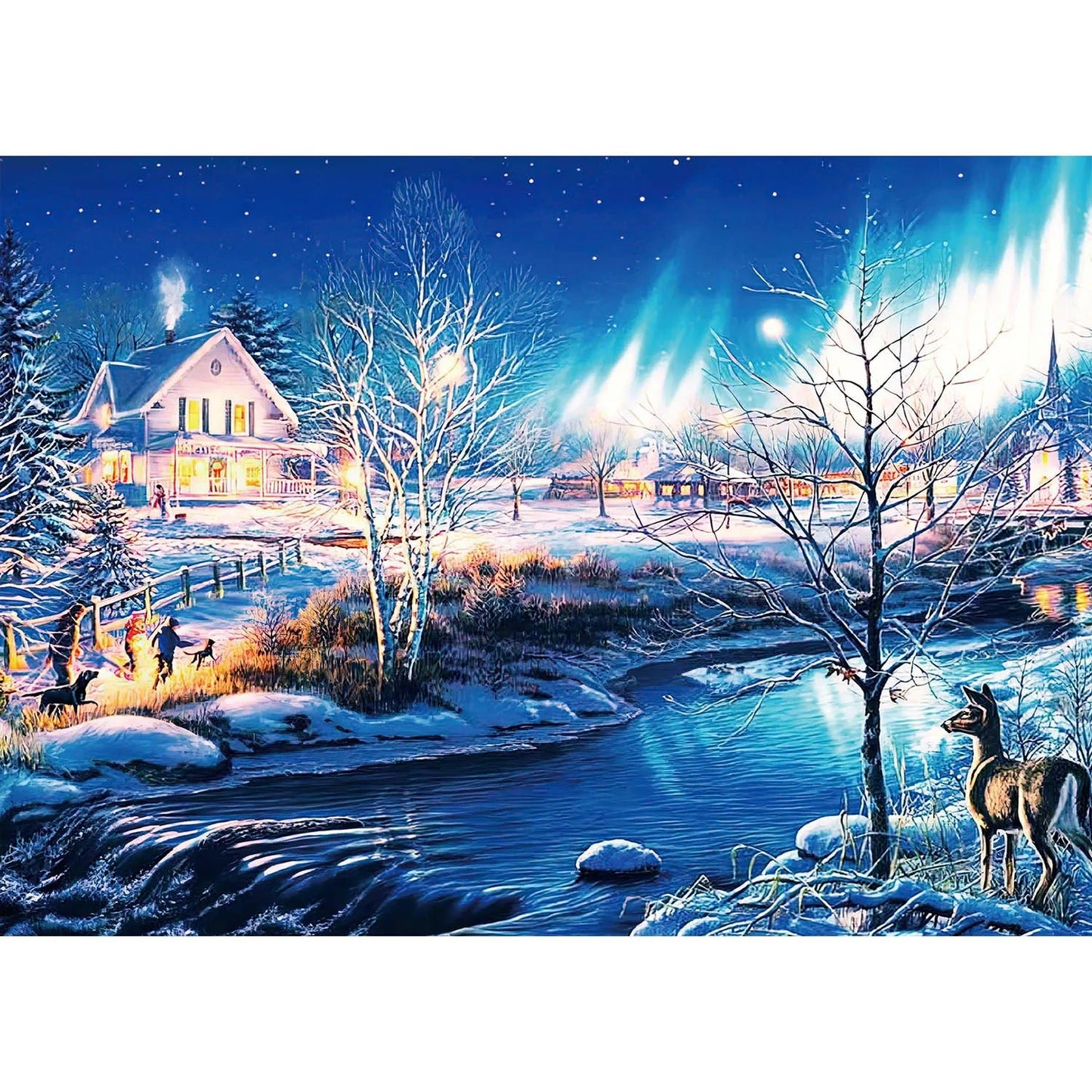 Snowy Night Aurora Jigsaw Puzzle 1000pc | Fun Puzzle For Adults & Kids - VarietyGifts