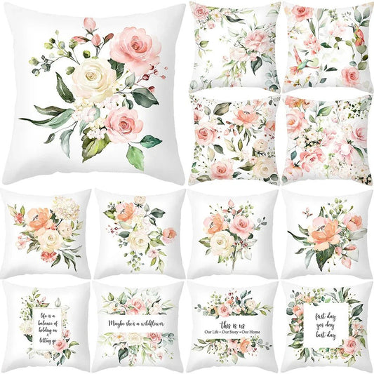 Spring Floral Print Cushion Cover | Flower Patterned Cushion Case - VarietyGifts