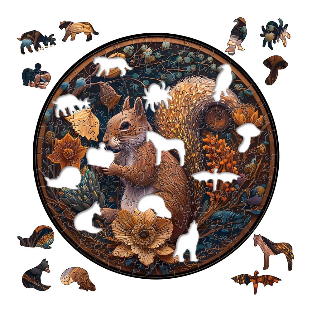 Squirrel Wooden Jigsaw Puzzle | For Adults & Kids, Unique Jigsaws - VarietyGifts