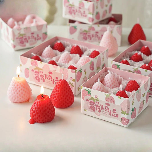 Strawberry Aromatherapy Candles | With Gift Box, Handmade Wax Candle - VarietyGifts