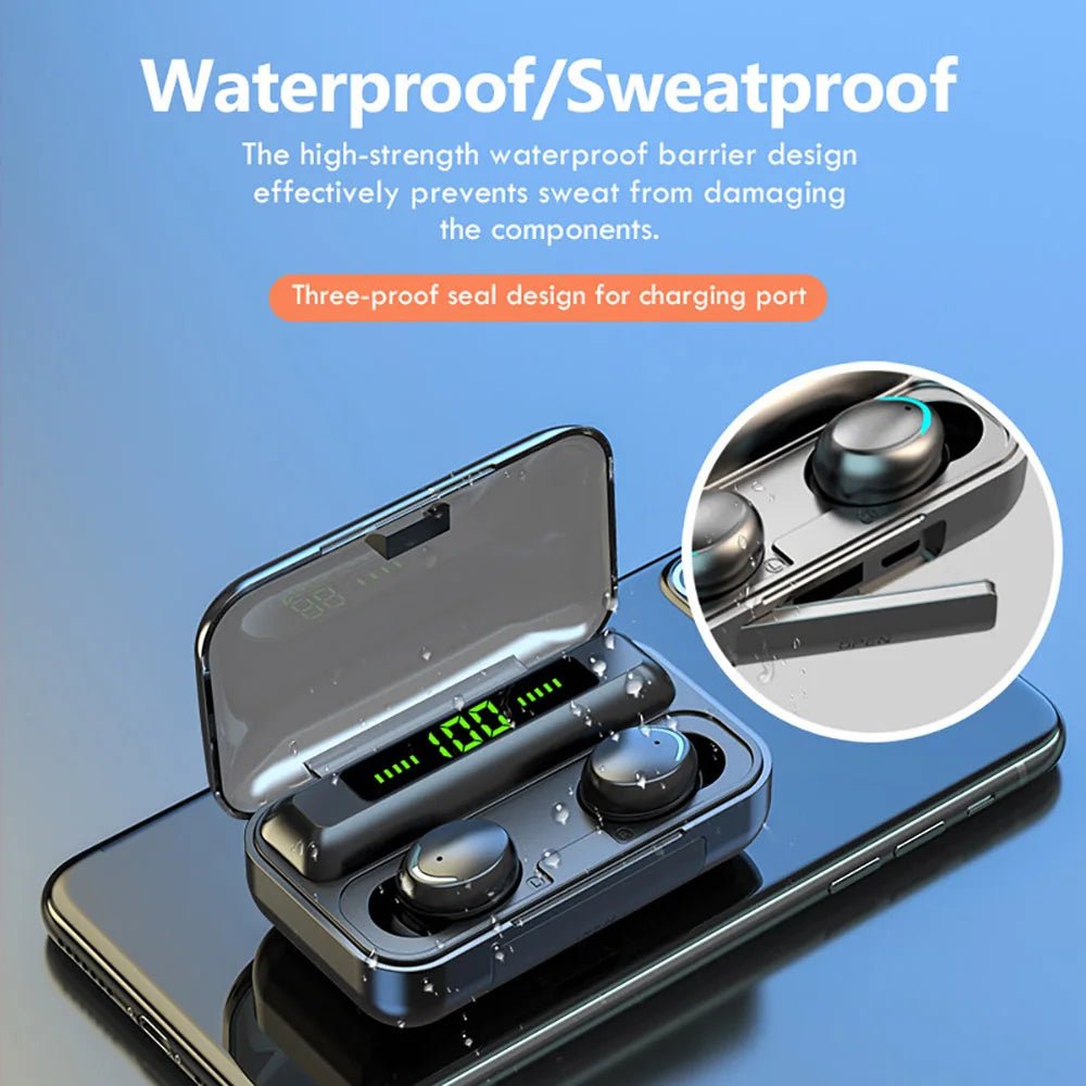 Bluetooth Earphones TWS | 9D Stereo & Waterproof, 100 Hour Battery Life