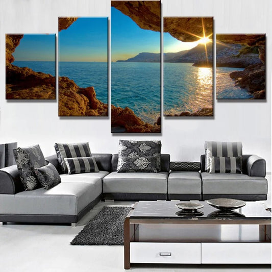Water Cave Landscape Canvas Wall Art 5Pc | HD Print, Home Decor - VarietyGifts