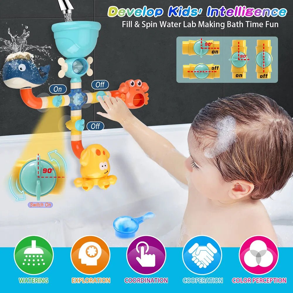 Water Works Pipes Toy | Children's Bath Toys, Water Sprayer, Shower - VarietyGifts