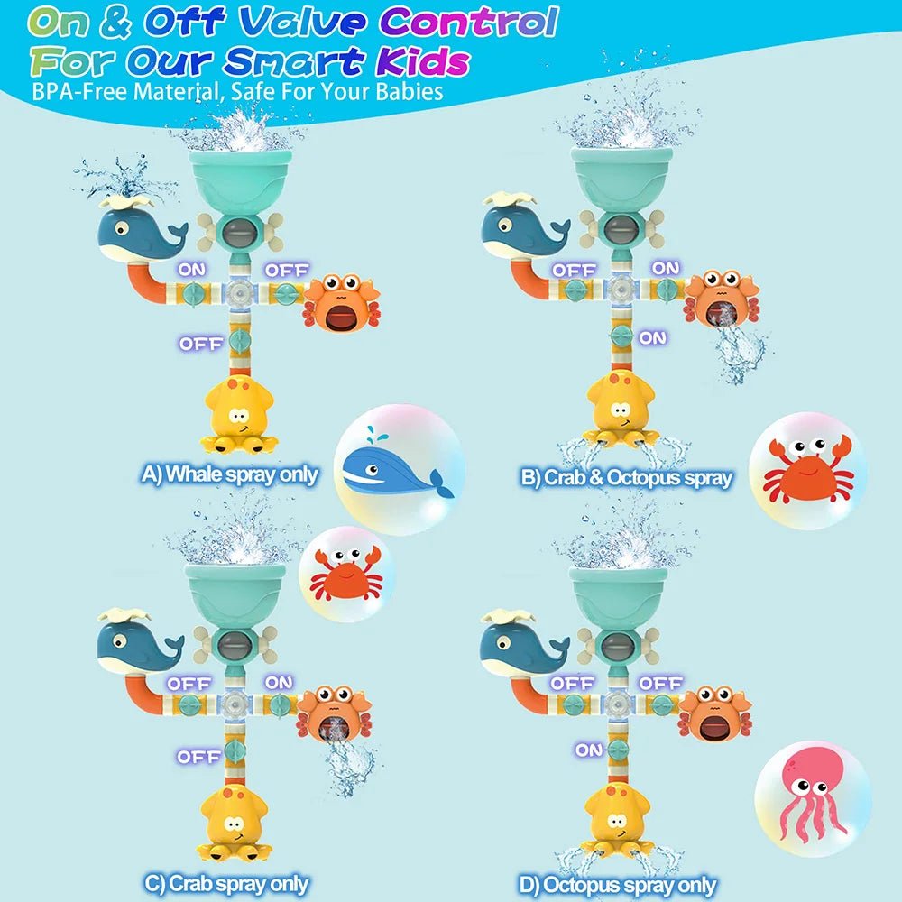 Water Works Pipes Toy | Children's Bath Toys, Water Sprayer, Shower - VarietyGifts