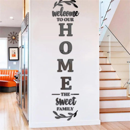 "Welcome To Our Home" 3D Wall Art | Wall Stickers Self - Adhesive Decals - VarietyGifts