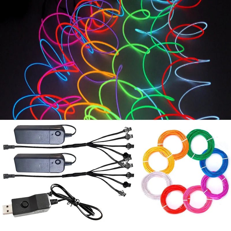 Wire Light Strip | USB Powered, Light Up Neon Glowing String Lights - VarietyGifts