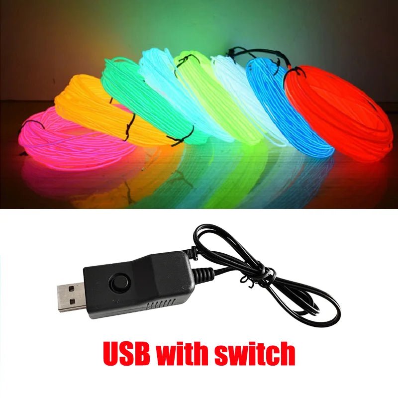 Wire Light Strip | USB Powered, Light Up Neon Glowing String Lights - VarietyGifts