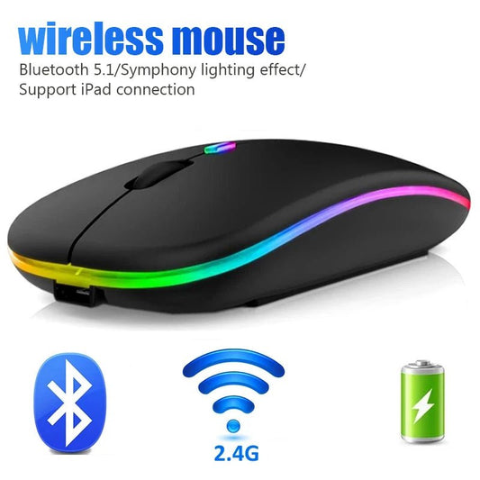Wireless Mouse Glowing | Laptop & PC, Bluetooth RGB Rechargeable Mouse - VarietyGifts