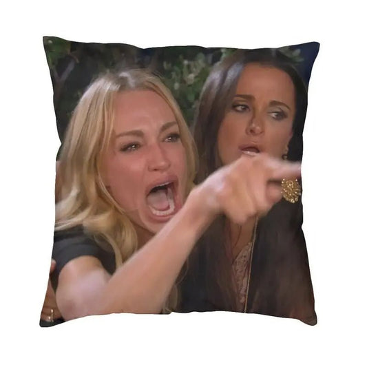 Woman Yelling At A Cat Meme Cushion Cover | Funny Throw Pillow - VarietyGifts