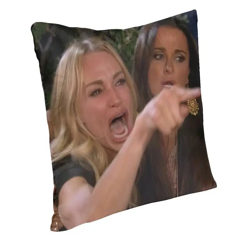 Woman Yelling At A Cat Meme Cushion Cover | Funny Throw Pillow - VarietyGifts