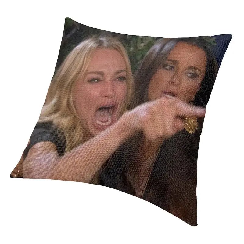 Woman Yelling At A Cat Meme Cushion Cover | Funny Throw Pillow - VarietyGifts