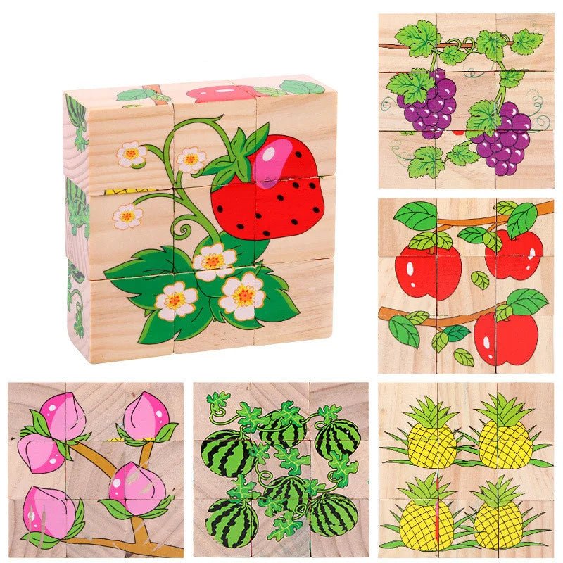 Wooden Blocks Six Sided Jigsaw Puzzle | Early Learning Educational Toy - VarietyGifts